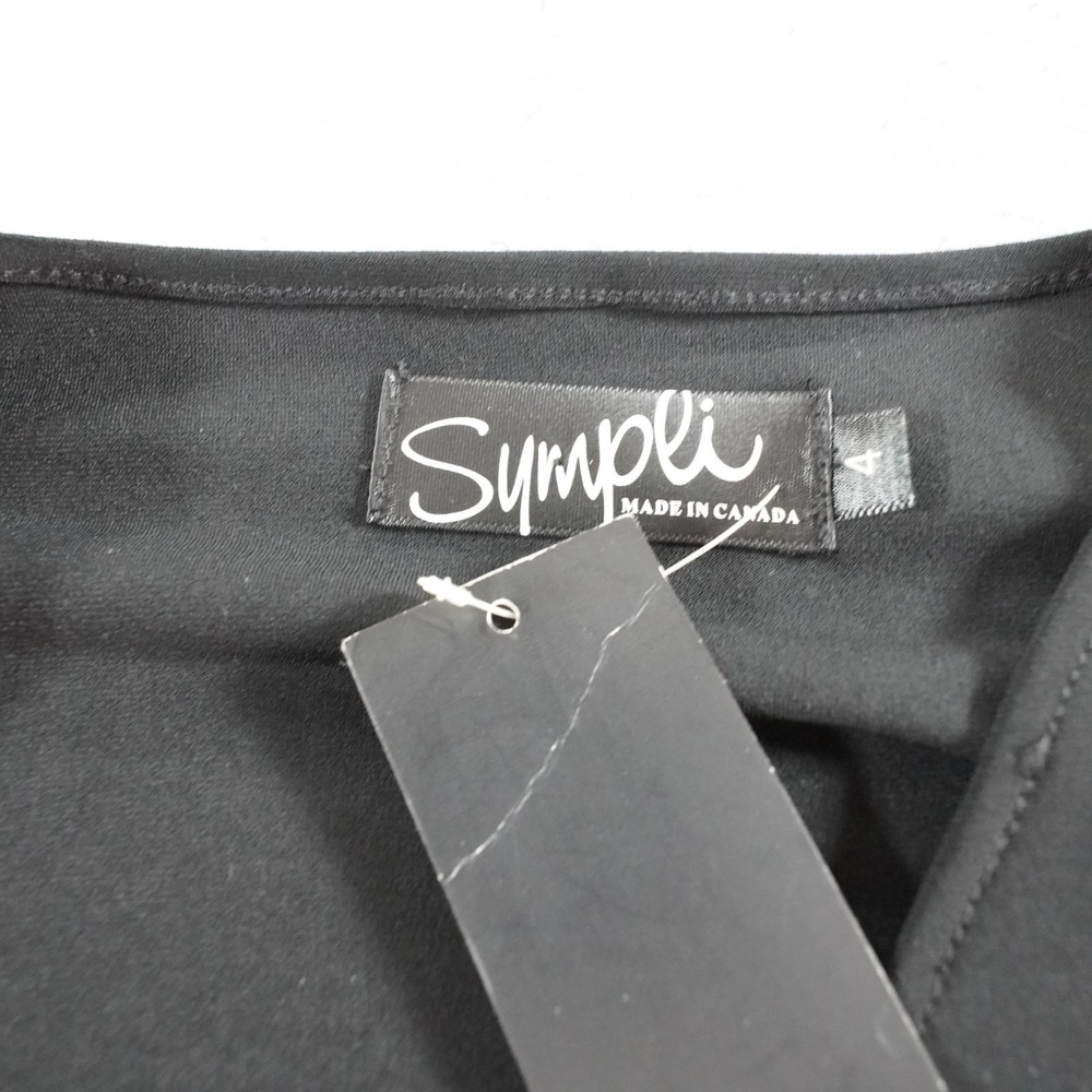 Sympli Black Tie Front Ruffle Blouse Womens L Goth Avant Garde Stretch Top - Picture 4 of 14